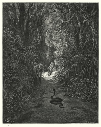 Illustration für Miltons Paradise Lost, Buch IX, Zeilen 434, 435 von Gustave Dore